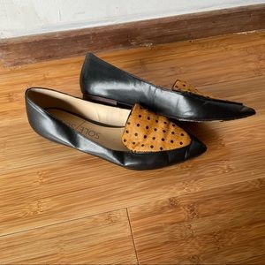 Sole Society Black Leather Pointed Toe Flats